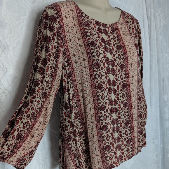FRANCESCA'S Alya Open Back Boho Printed Top Sz L - Picture 3 of 8